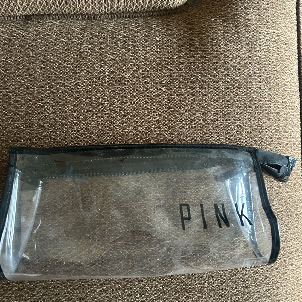 PINK Victoria's Secret Clear Travel Pouch with Black Trim